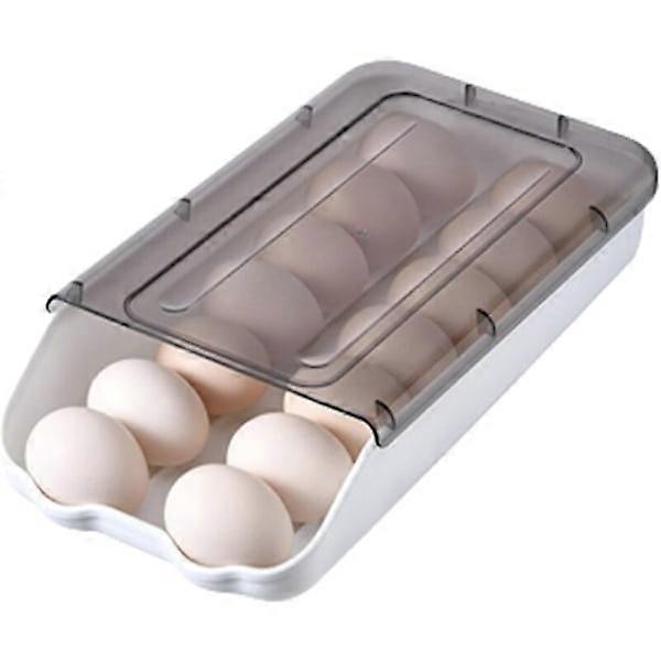 Black Plastic Kitchen Egg Holder, 14 Egg Capacity, Rolling Egg Carton