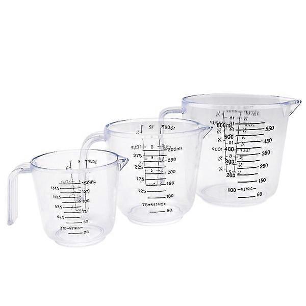 3 Stück Kunststoff Messbecher Transparenter Messbecher Back-Messbecher (600 ml, transparent 3 Stück)