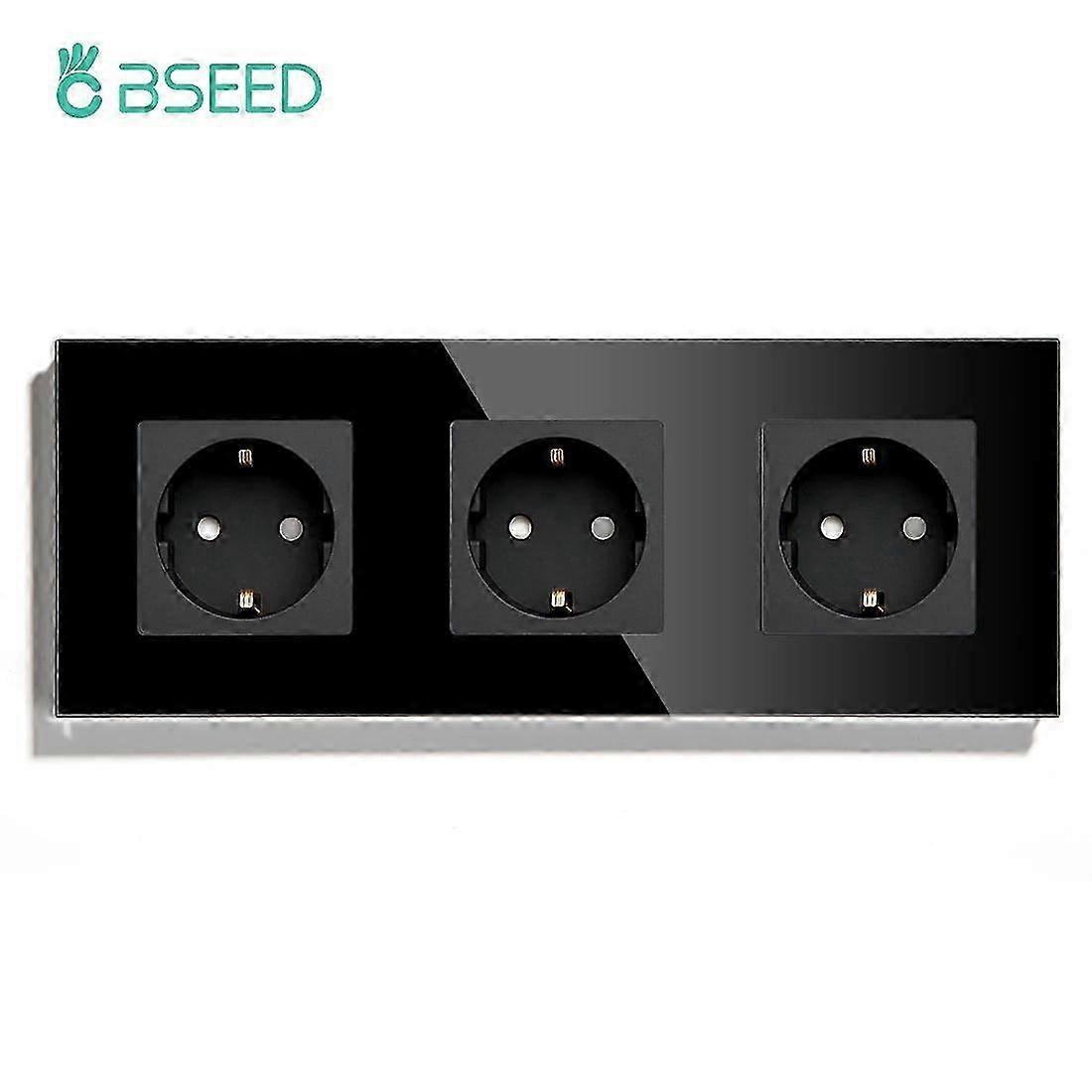 2025 BSEED EU Standard Single Wall Socket Double Glass Sockets Triple Power Sockets Prise électrique pour bureau à domicile Chambre 16A Moniteurs pour bébé
