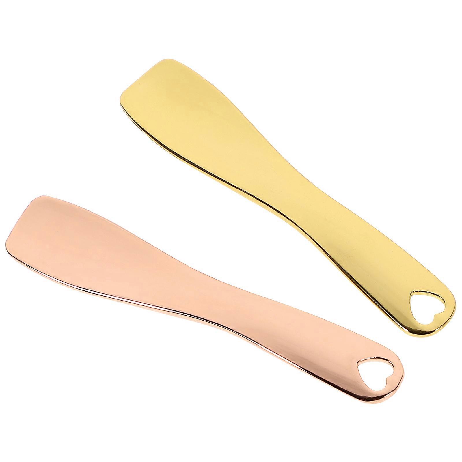 2Pcs Zinc Alloy Face Cream Spoon for Make up Treatments Beauty Tool with Skin Care Function Golden and Rose Gold