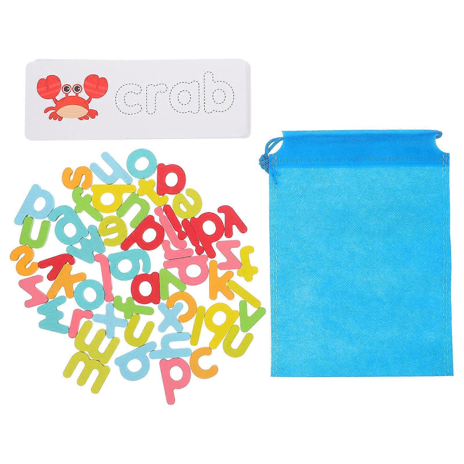 Durable Wooden Alphabet Spelling Game Toy for Kids Cognitive Development and Entertainment Assorted Color 1 Set