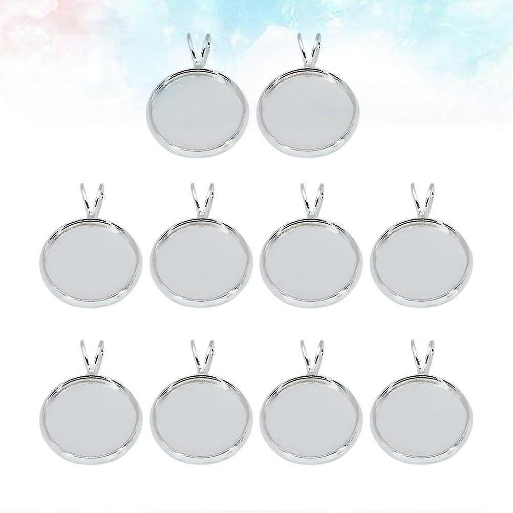 DIY Round Shape Bezel Pendant Trays for Jewelry Making with Copper Plating and Vshaped Hanging Ring 20mm Silver