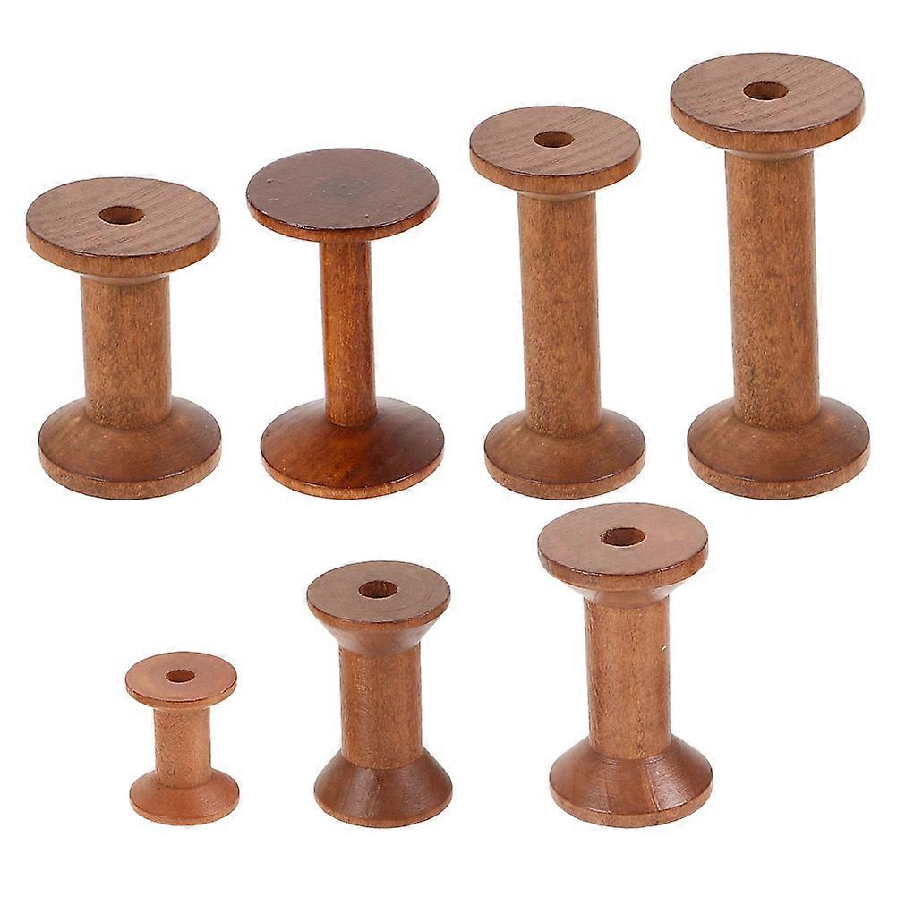 Wood Spools For Crafts Empty Thread Spools Bulk Vintage Style Diy Projects 7Pcs