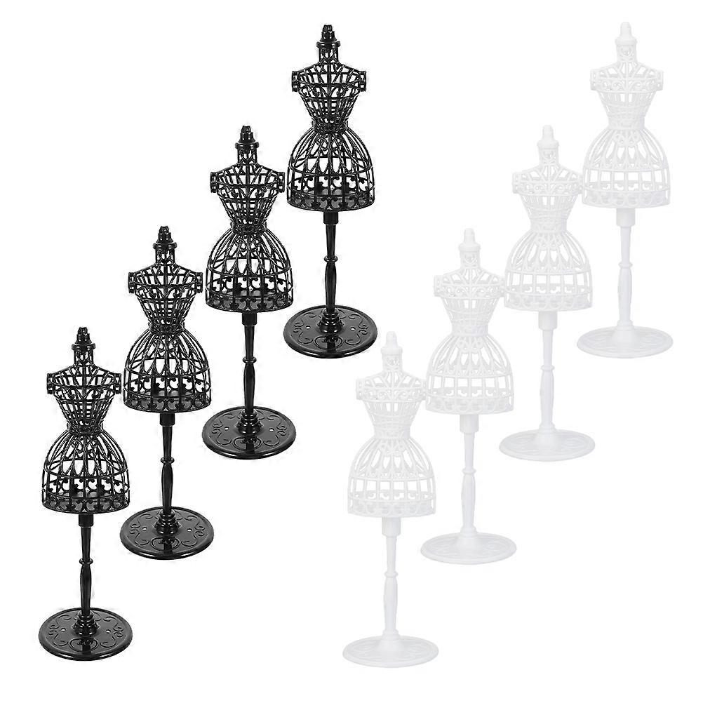 8pcs Plastic Doll Dress Forms & Clothing Display Stands with Stable Base for Miniature Gown Showcase and Dollhouse Decor