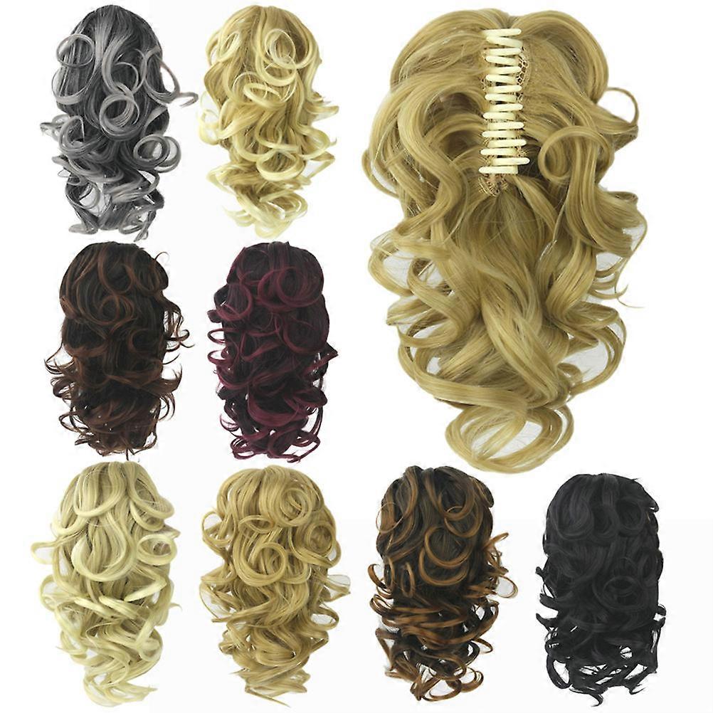 Curly Ponytail Wig Clip with Flat Claw for Decoration in Coffee Color High Temperature Size Fits All