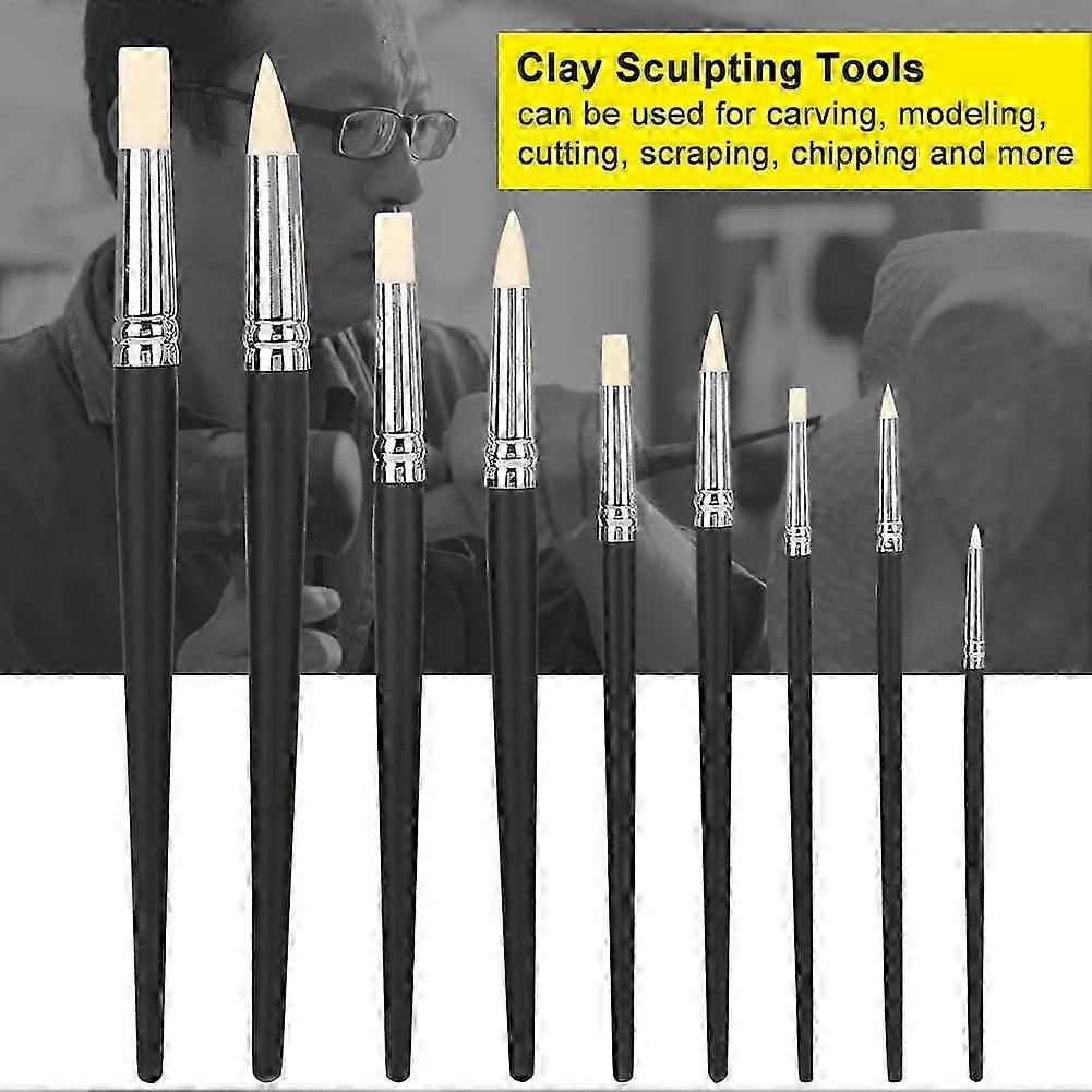 Clay Sculpting Tool Set 9pcs Rubber Head Shapers and Accessories