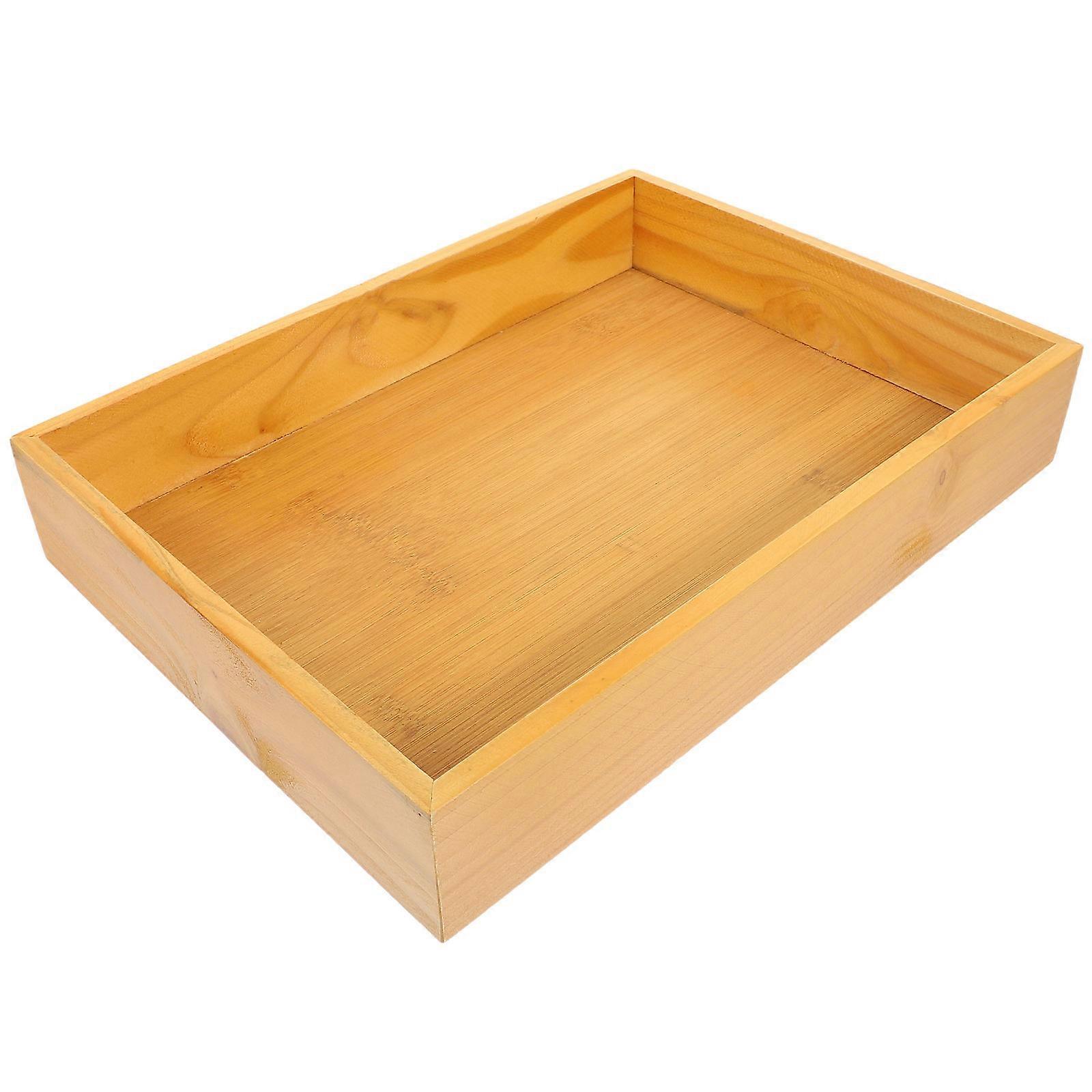 Tea Serving Tray Wood Serving Tray Kitchen Use Rectangle Shape Brown Color Premium Wood Material 1Pack