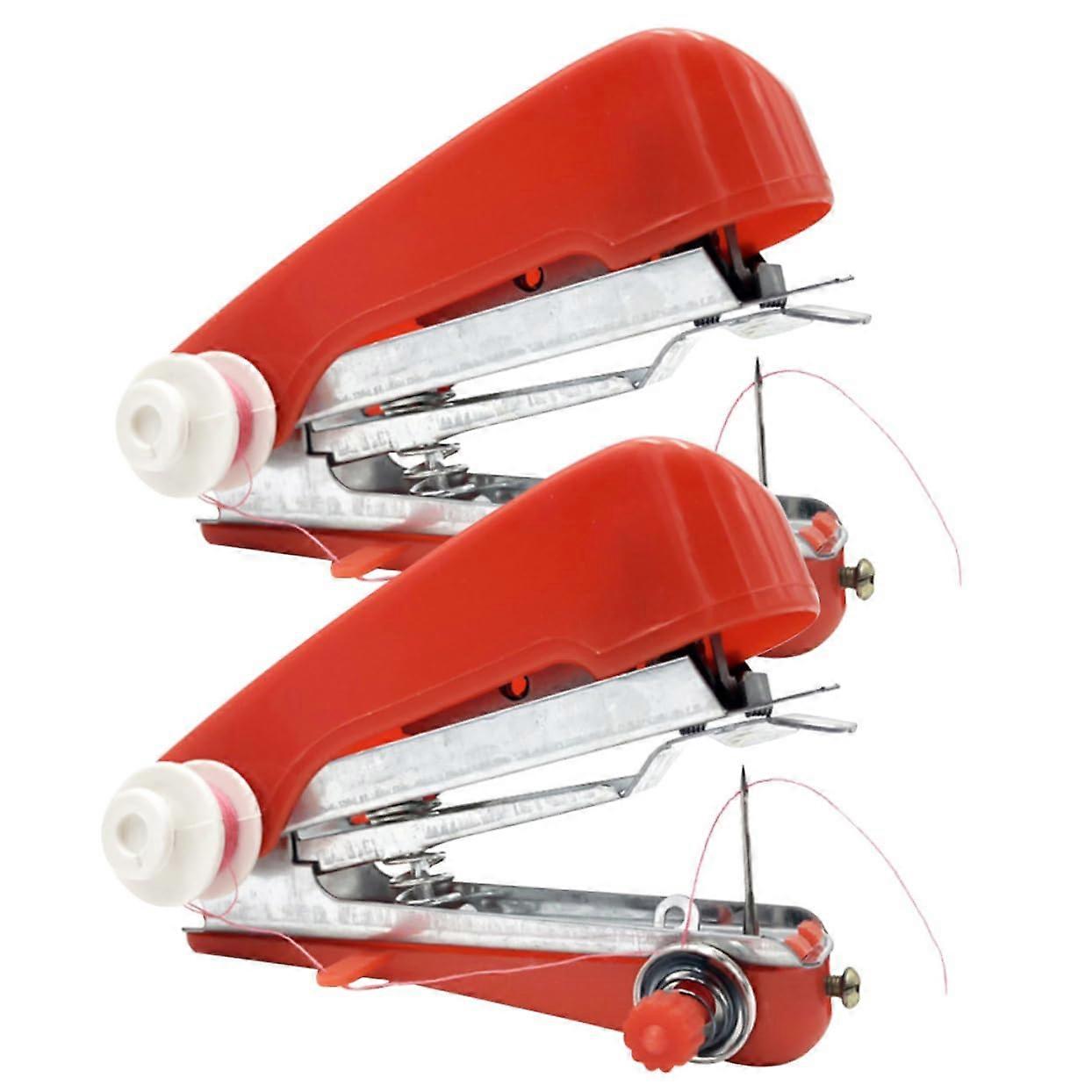 Mini Sewing Machine 2-Pack, Portable Home Use, Metal Red, Children Sewing Machine Set