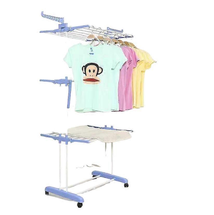 Wing Type Extendable Mobile Drying Rack Three Tier Towel Rack Indoor Storage