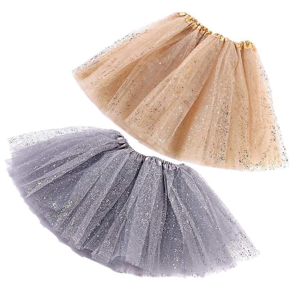 Girls Tutu Skirt Set Dressing Up Garment For Ballet Performances Charming Multilayer Design 2Pack