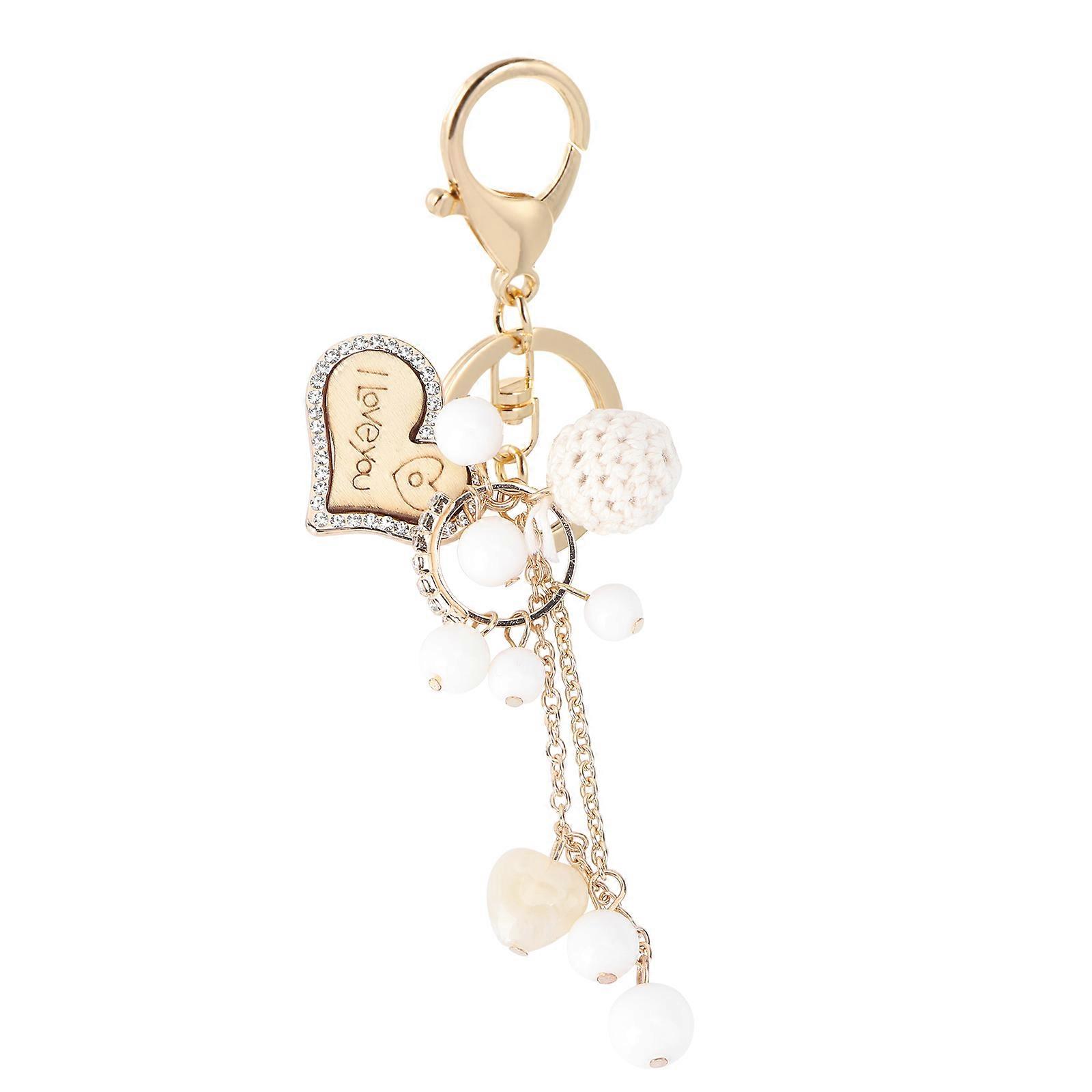 Love Heart Key Holder Alloy Keychain for Loved Ones, Fine Workmanship, Non Peeling Color Pattern, Versatile Bag Phone Pendant