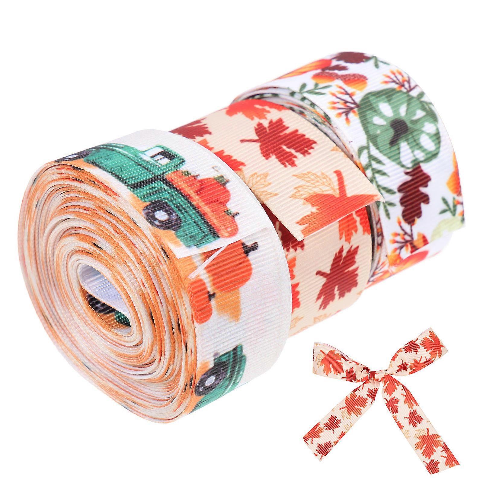 Printed Ribbons For Crafts 3Pcs Multi Decorative Ribbons Ideal For Thanksgiving Parties DIY Projects Autumn Celebrations
