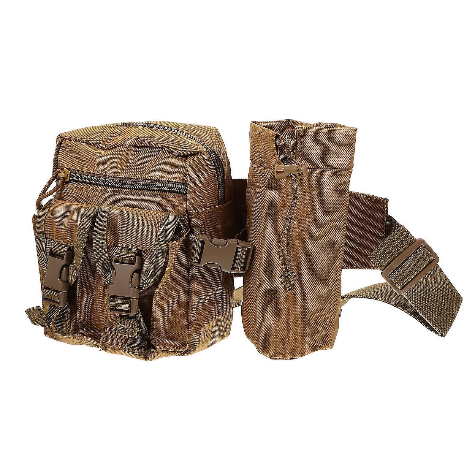 Portable Water Bottle Waist Pack For Trekking And Travel 21x31cm Coffee Rectangular Shape 1Pack