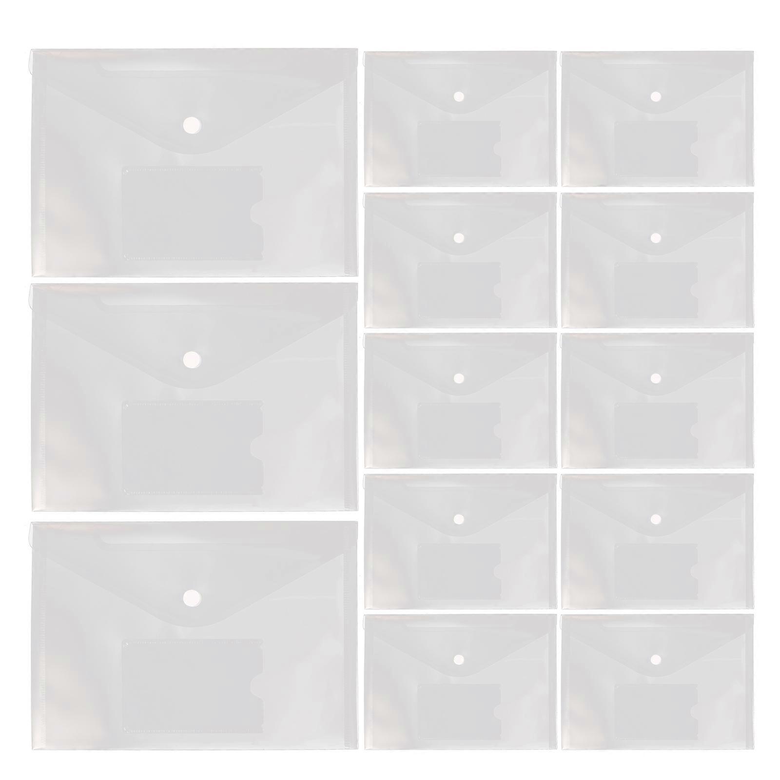 12pcs Transparent Document Holders with Snap Buttons Clear File Organizers for School, Office, and Home Use Lightweight & Portable Storage