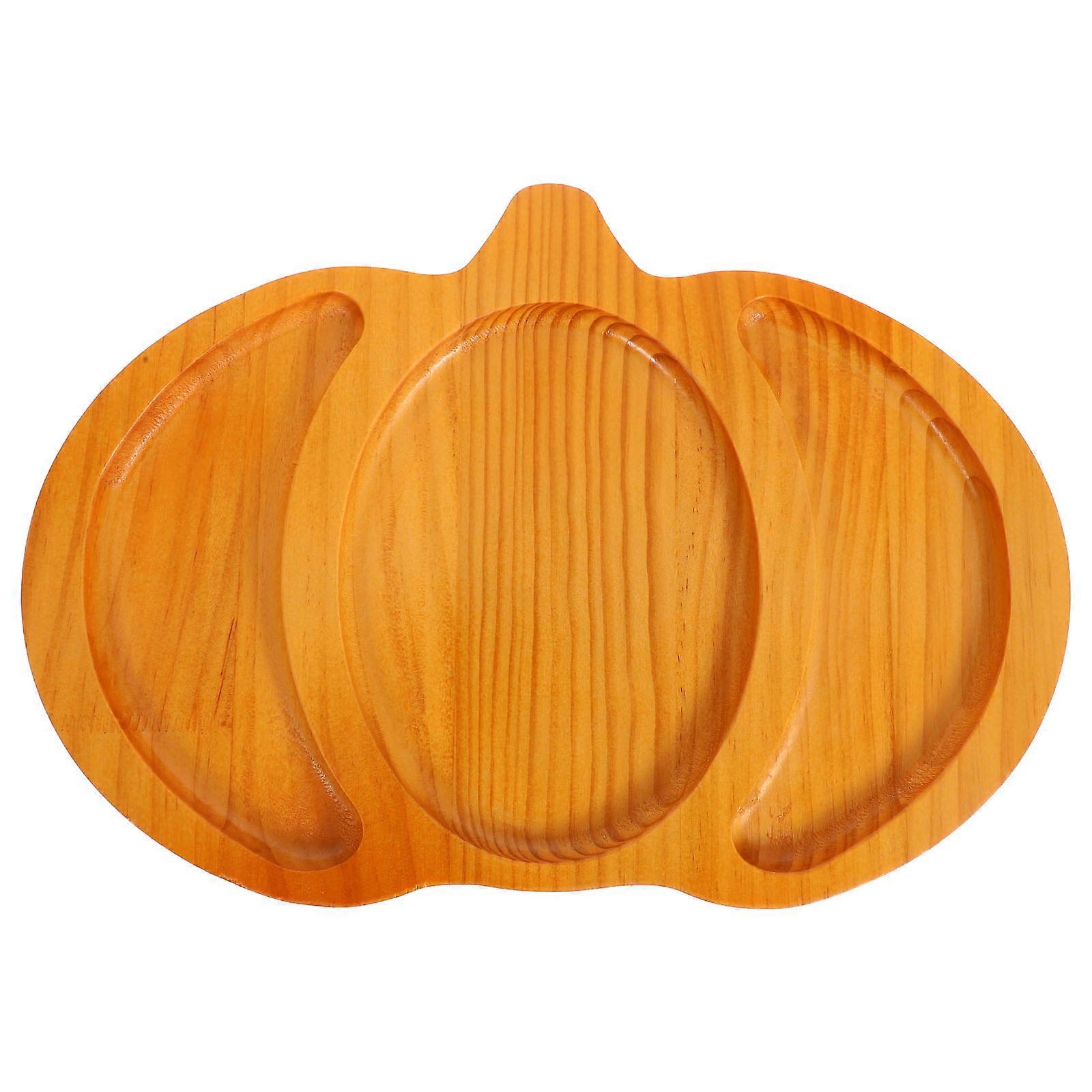 Wooden Serving Tray Pumpkin Shaped Charcuterie Board for Kids, Halloween, Thanksgiving, Snack, Salad, Cookie & Dining Use
