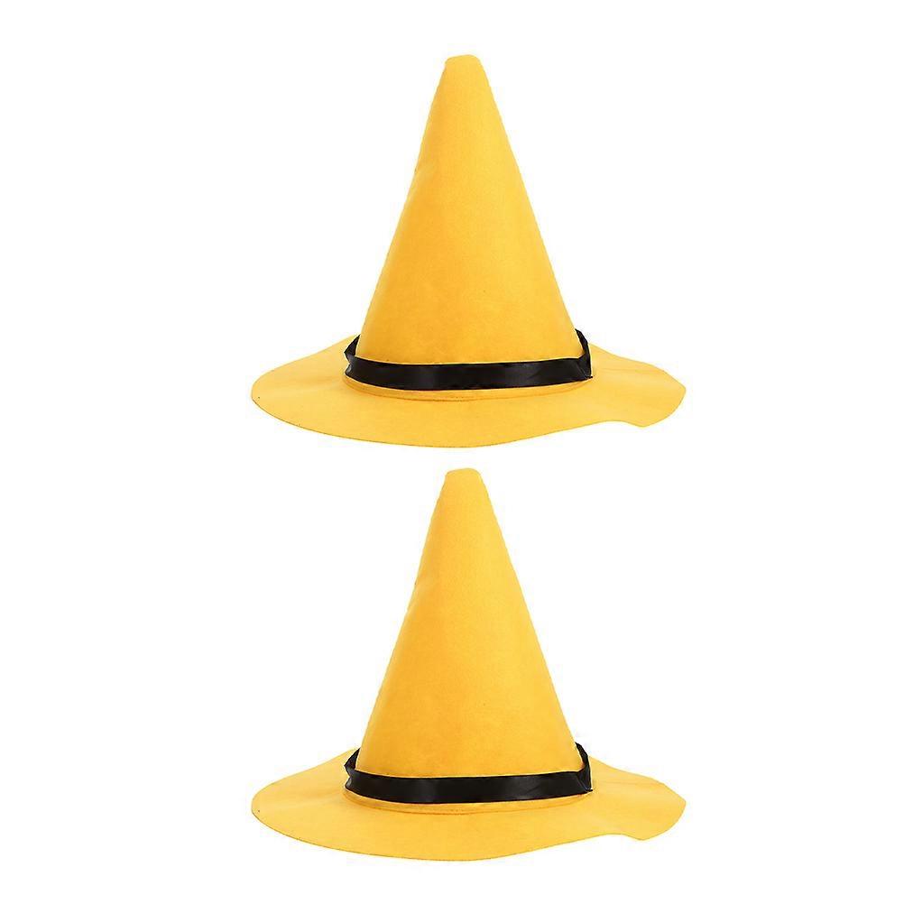 Yellow Witch Hat Wizard Cap for Halloween Christmas Cosplay Unisex Festival Accessory Pointed Design for Gnome Sorcerer Costumes