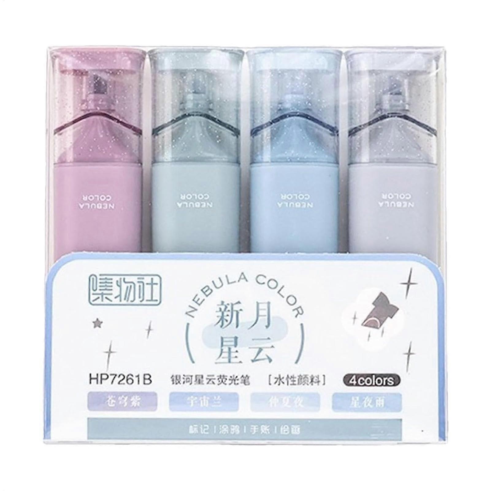 Glitter Highlighter Markers, 4-Pack Pastel Glitter Pens, Smooth Shimmering Note Markers for Journals and Notebooks