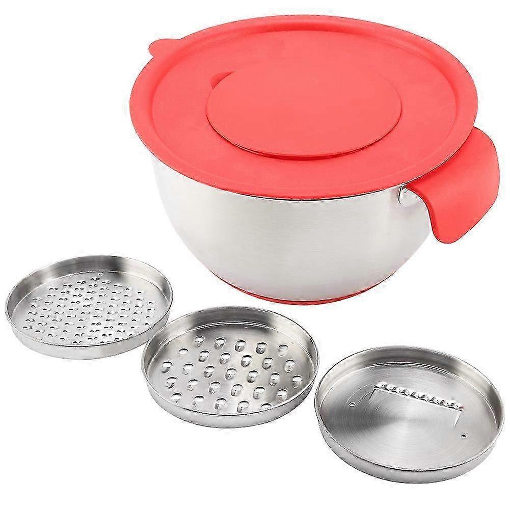 Stainless Steel Egg Mixing & Salad Bowl with Handle and Grater Lid - 20cm Kitchen Cookware for Easy Meal Prep & Mixing
