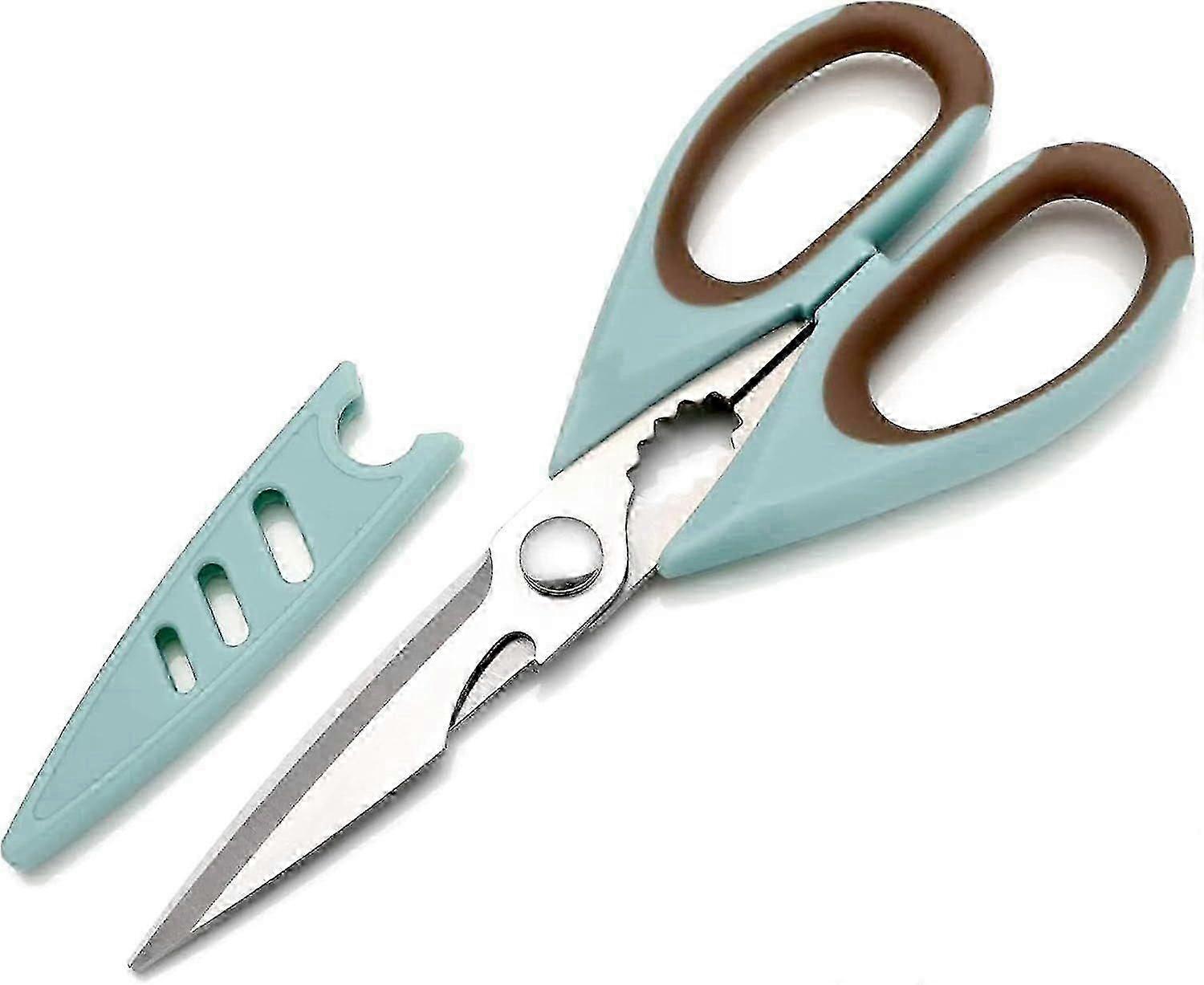 Left Handed Scissors - Multifunctional, Heavy Duty for Meat & Poultry, Safe Food Scissors - Stainless Steel