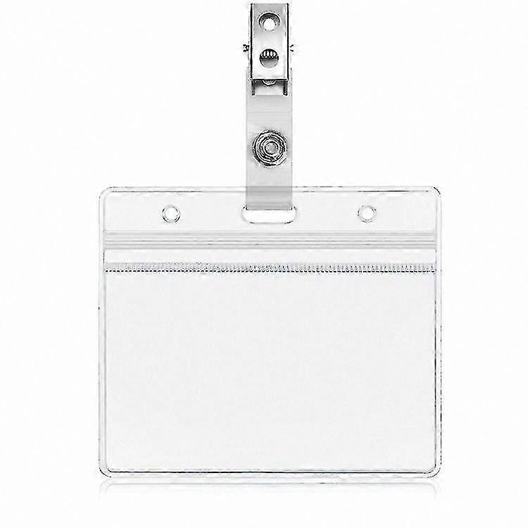 10 Pack Clear ID Card Holders with Metal Clips for Badges and Name Tags Waterproof Plastic Sleeves