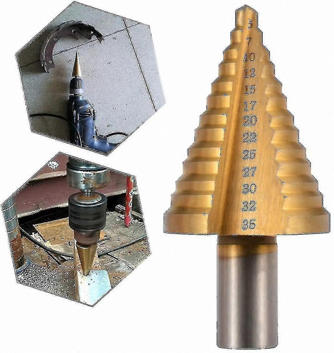 HSS Titanium Step Drill Bit with Triangle Handle for Metal and Wood Drilling