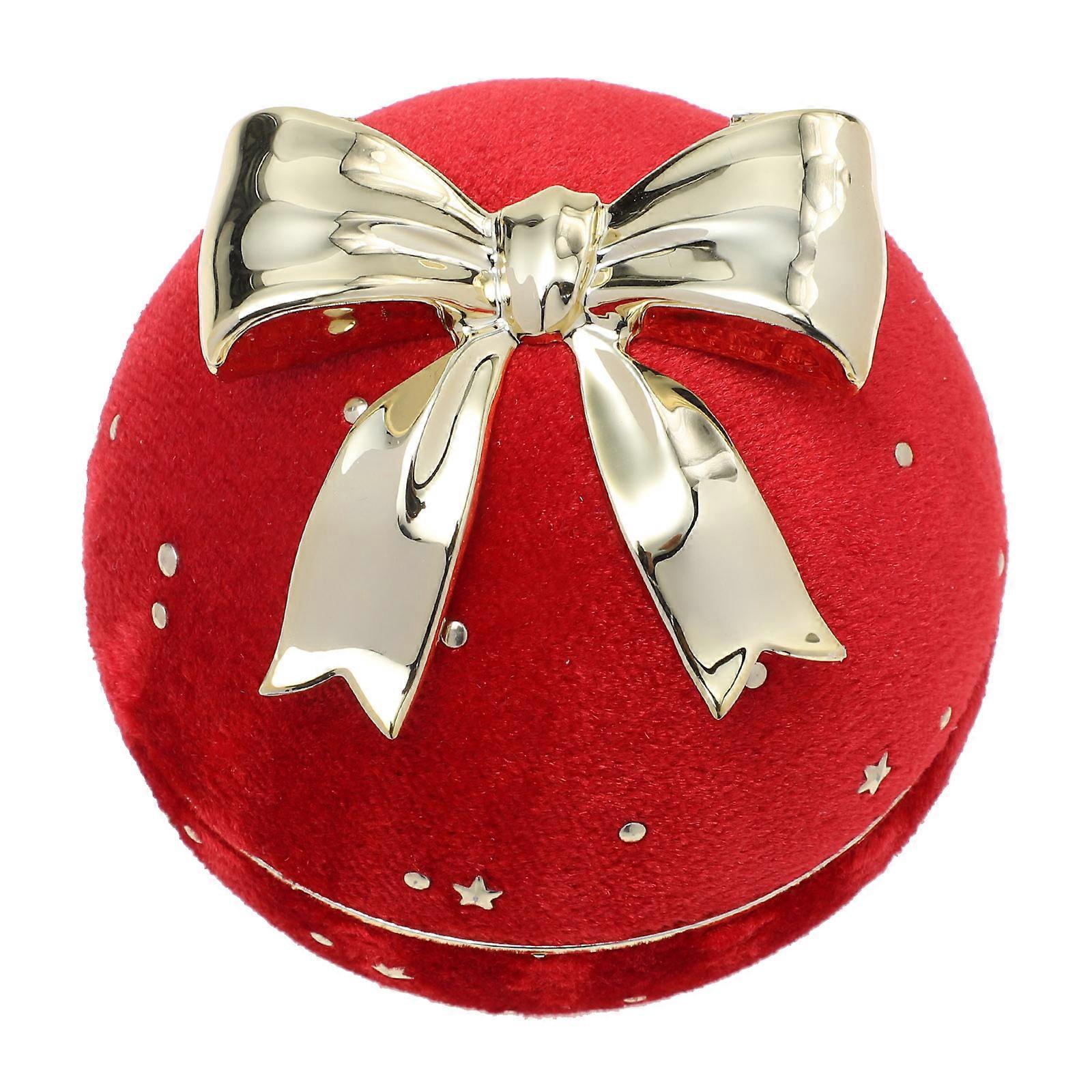 Jewelry Organizer Box Anniversary Day Round Red Bow Knot Storage Function 1Set