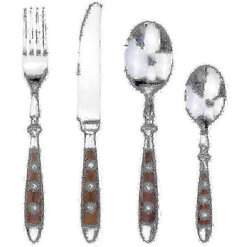 Elegante set di posate in acciaio inox in stile occidentale con manico in resina - Set di coltelli e forchette da 4 pezzi per uso da pranzo e cucina