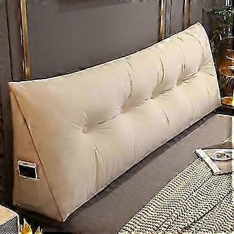 Comfortable Lumbar Bed Cushion Reading Backrest Pillow Triangular Headboard Wedge Pillow 60x50x20cm Beige