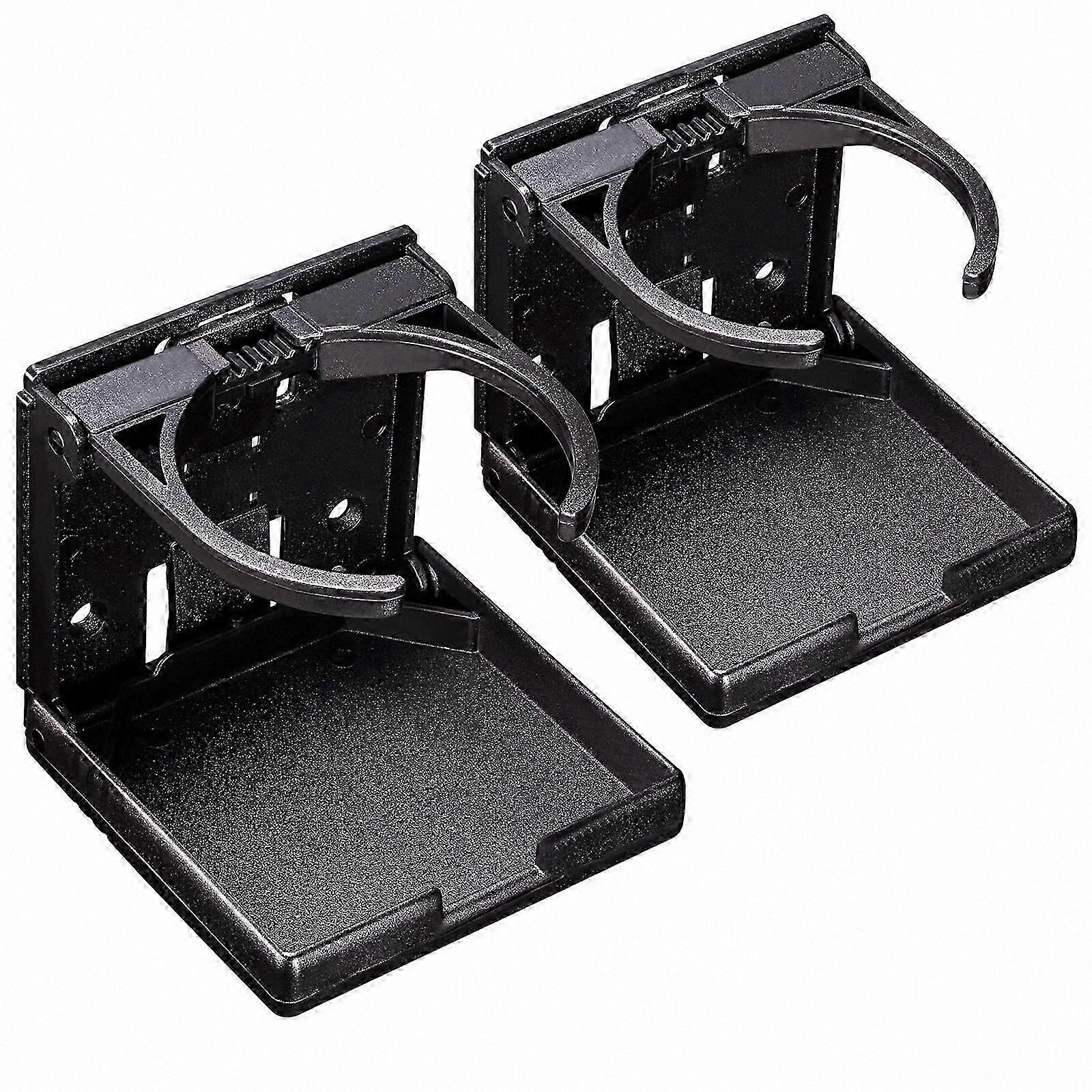 Black Adjustable Drink Holder for Mugs, Bottles, and Cans - Set of 2 Folding Cup Holders