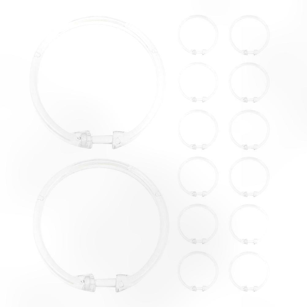 Clear Shower Rings with Snap Closure - 15 Pack for Easy Installation and Versatile Use in Home Bathrooms