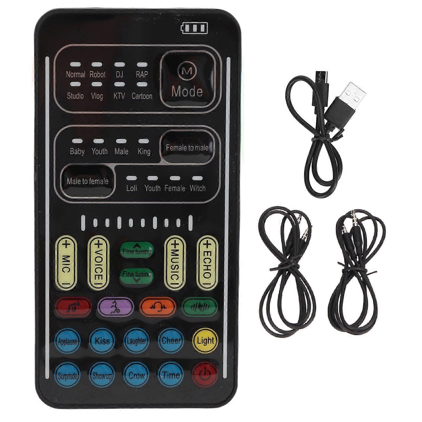 Voice Changer ABS Handheld Portable Multifunctional Sound Disguiser with 8 Sound Effects for Mobile Phone Computer Black