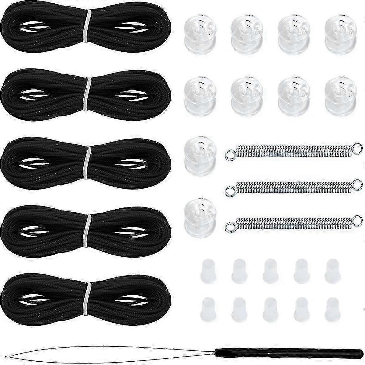 White Pleated Shade Repair Kit with Restringing Tool for Window Blinds