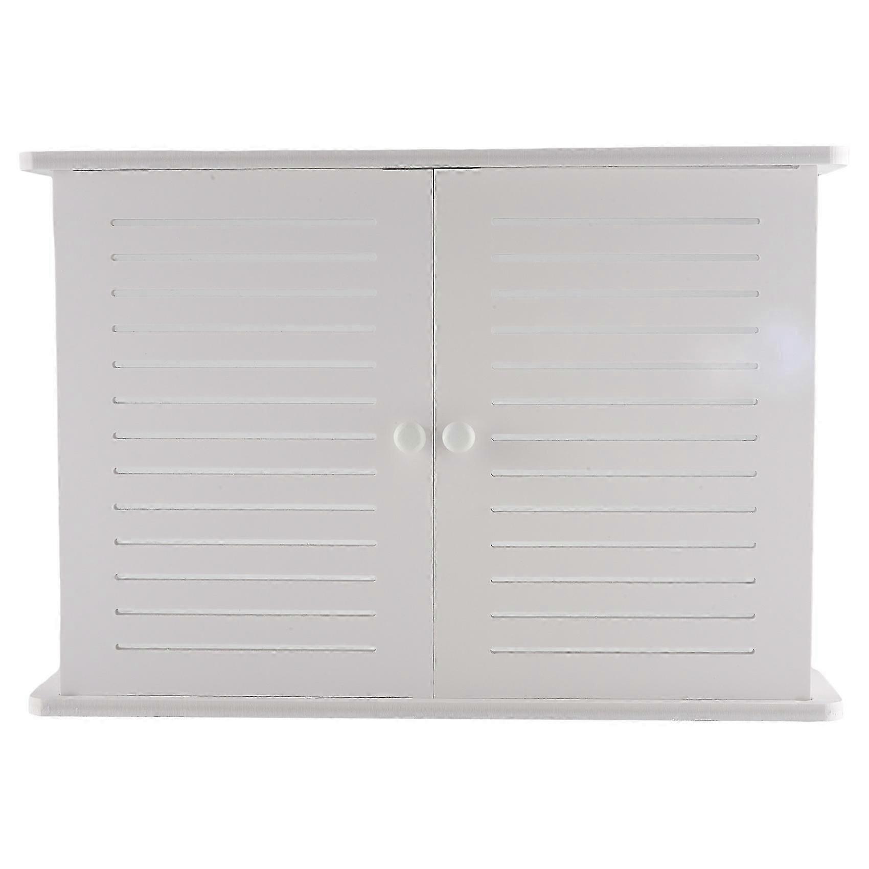 Wall mounted wooden storage box for wireless router and cables