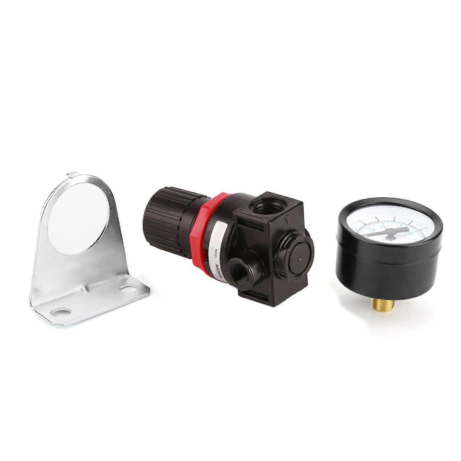 G1/4 Pneumatic Regulator Adjustable Air Pressure Compressor Control Valve Gauge with Bracket