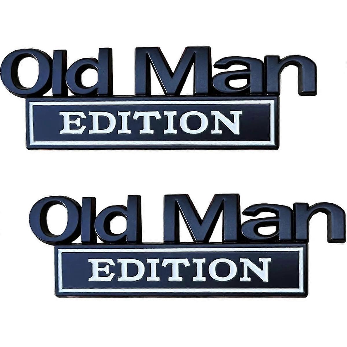 2PCSOld Man Edition Car Emblem 3D Metal Sticker Badges