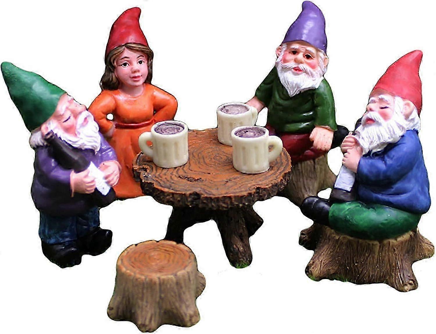Garden Gnome 6 Pieces Outdoor Garden Gnome Miniature Garden Gnomes Garden Gnome Humor Ornament Miniature Fairy Garden Gnomes Figurine for Miniature Ga