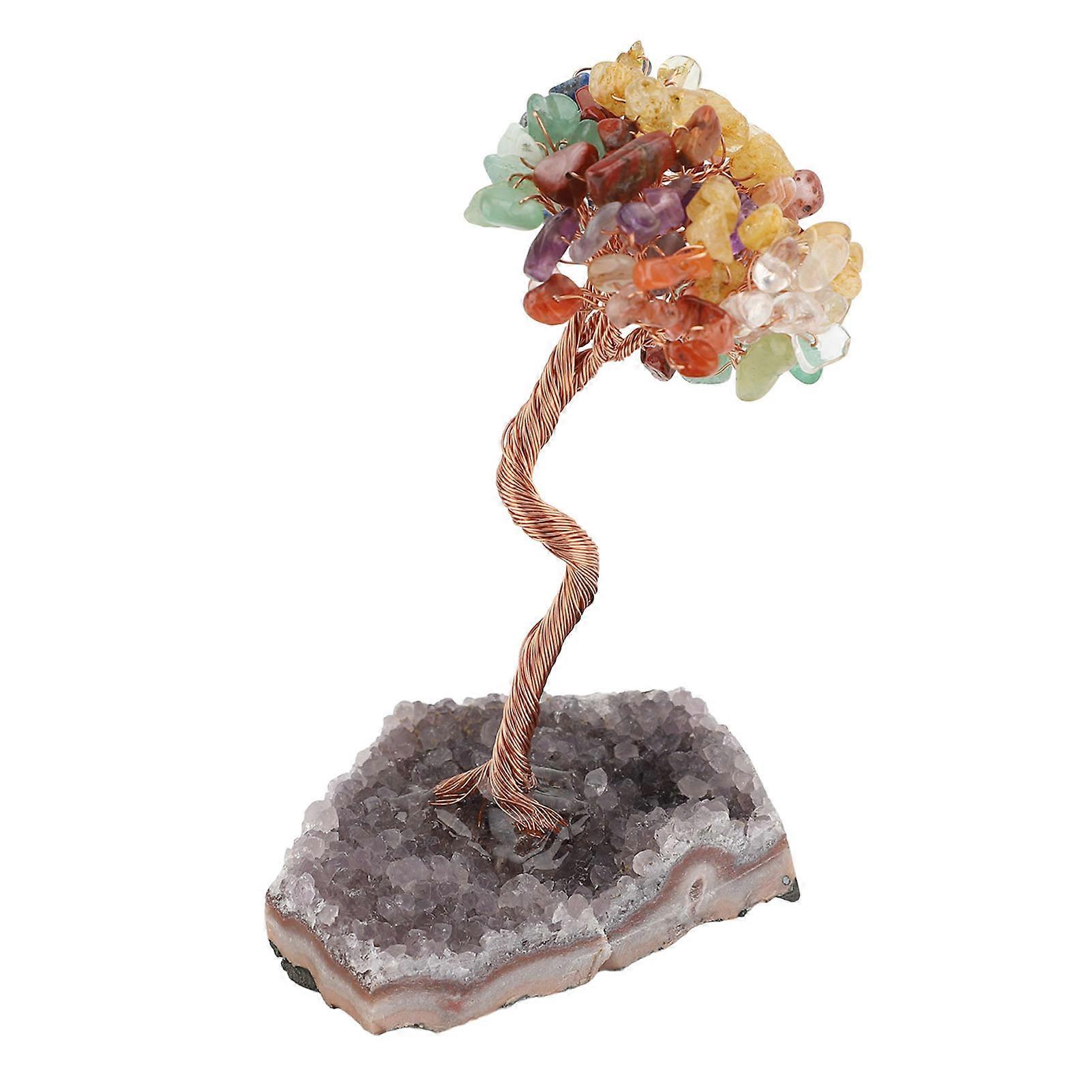 Handcrafted Crystal Money Tree Feng Shui Ornament Desktop Decor
