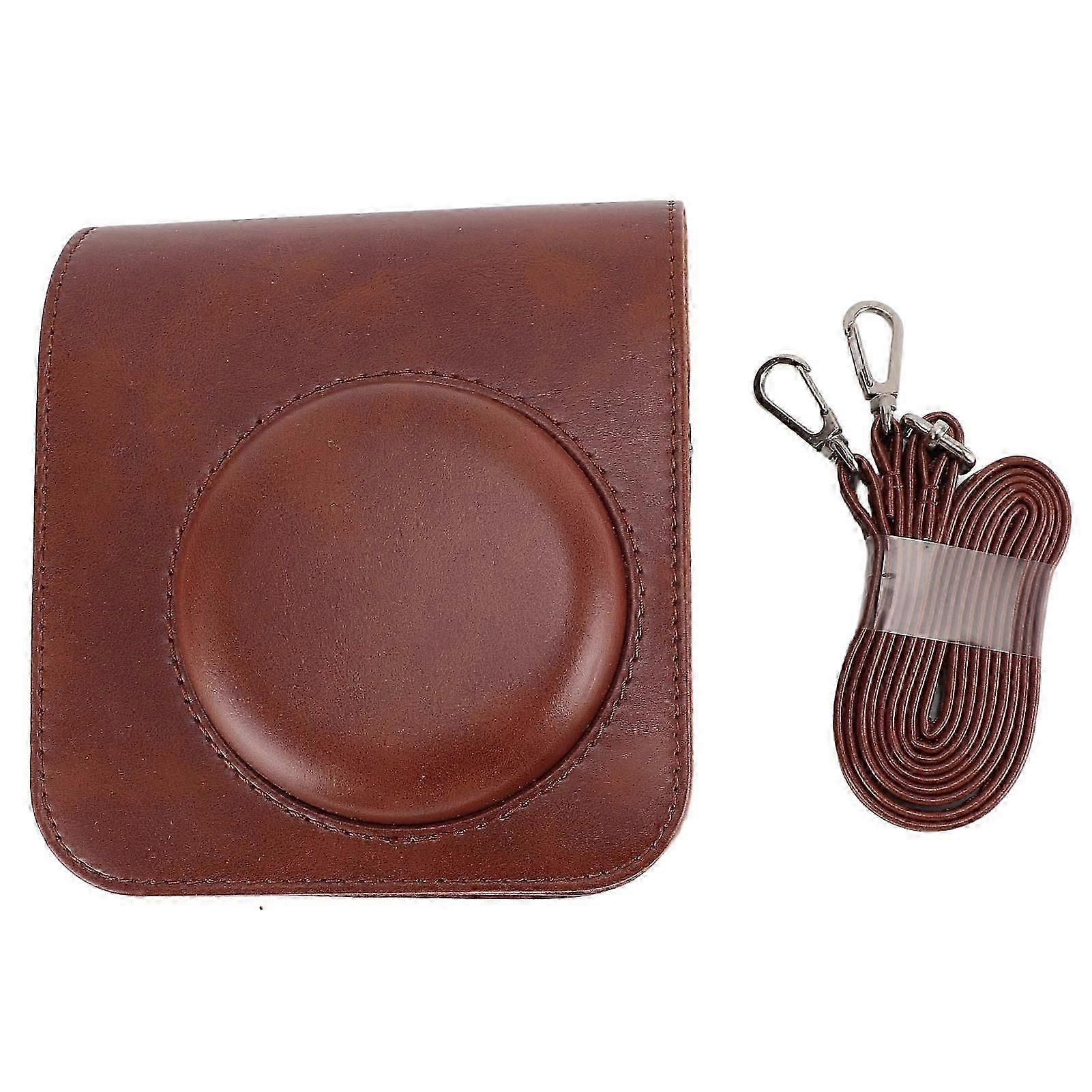 Protective Camera Case Brown Camera Bag PU Leather Camera Bag with Removable Adjustable Strap for Mini12
