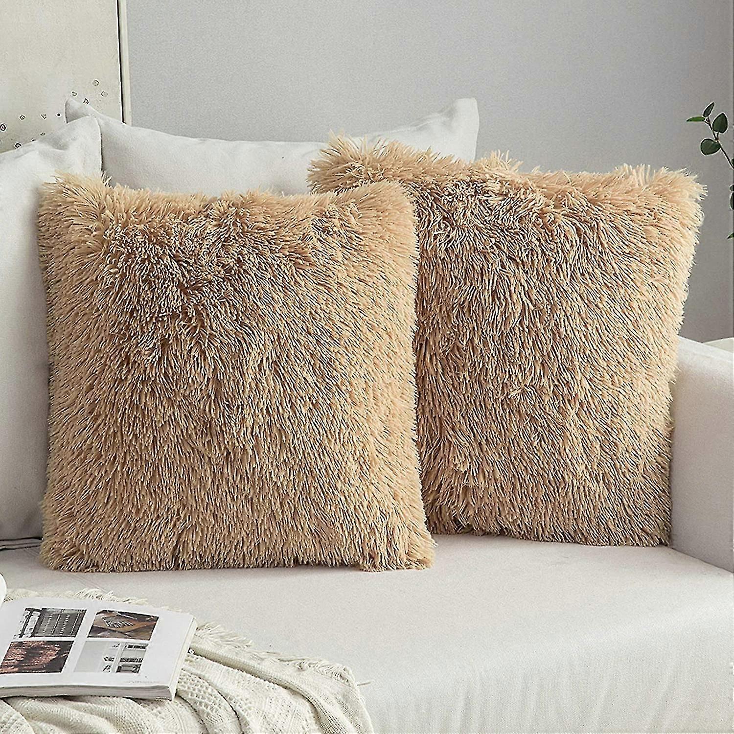 Artificial Fur Decorative Pillow Case 43x43cm Soft Throw Pillow