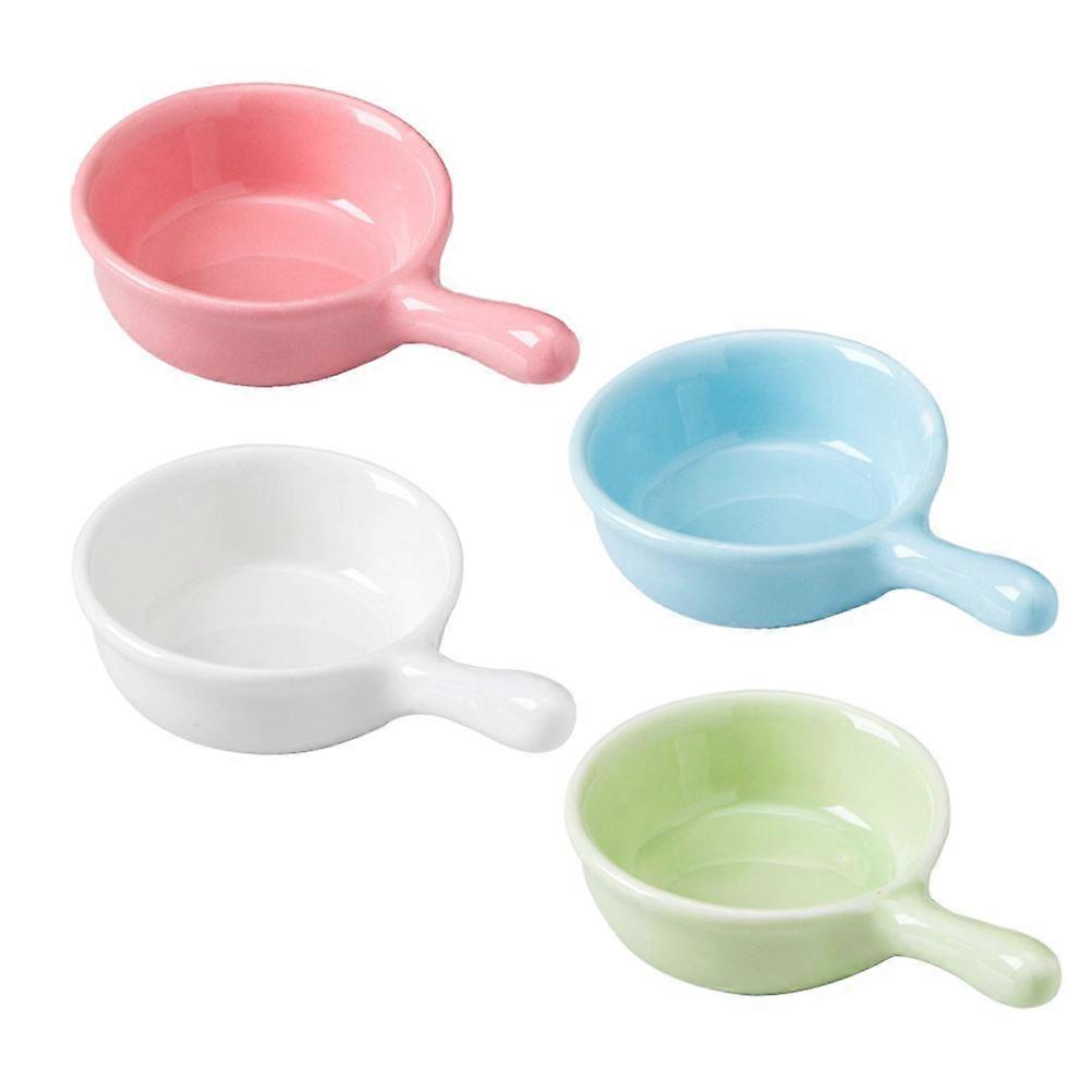 Ceramic Sauce Dipping Plate for Kitchen Use with 4Pcs Small Handle Set