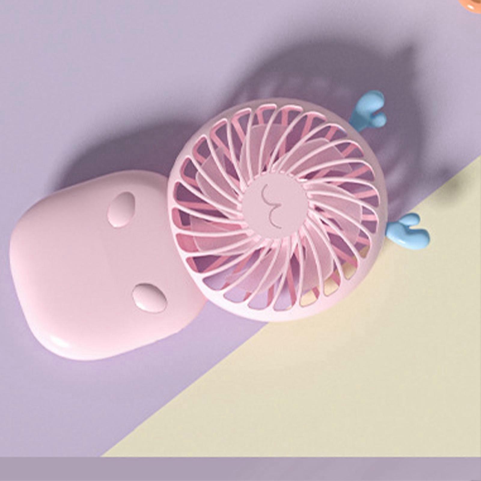 Mini Handheld Fan Portable USB Rechargeable Pink ABS 130g