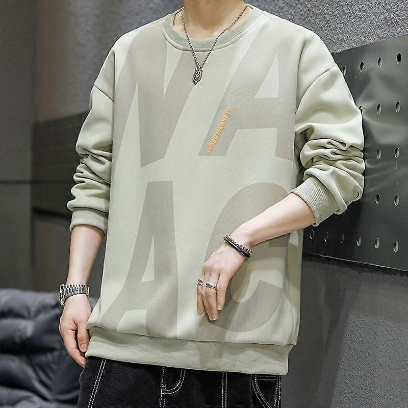 Men's Casual Hoodie, Large-Sized Men's Autumn And Winter Printed Top, Loose, Trendy And Versatile, Round-Neck Base Layer