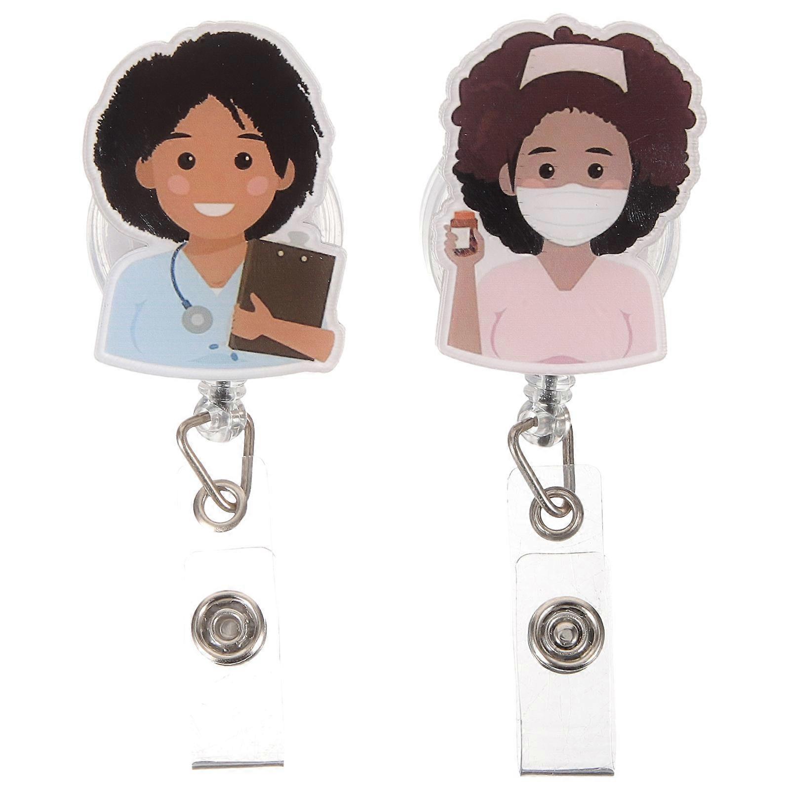 Retractable Card Holder Medical Badge Holder for Nurses Hospital Use Abs Plastic with Swivel Clips 2Pcs