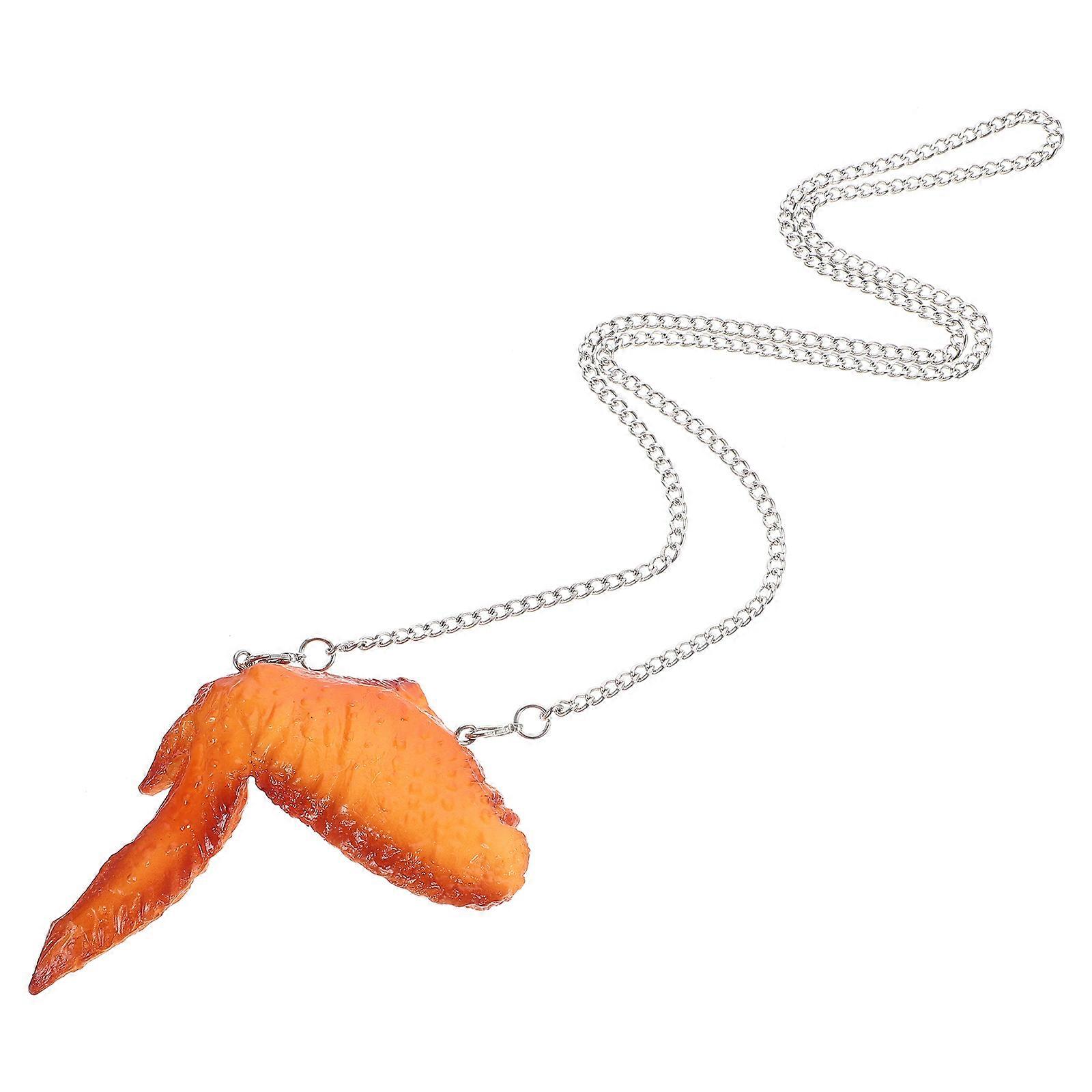Chicken Necklace Fried Chicken Wing Pendant for Decor Orange Simulation Food Pendant