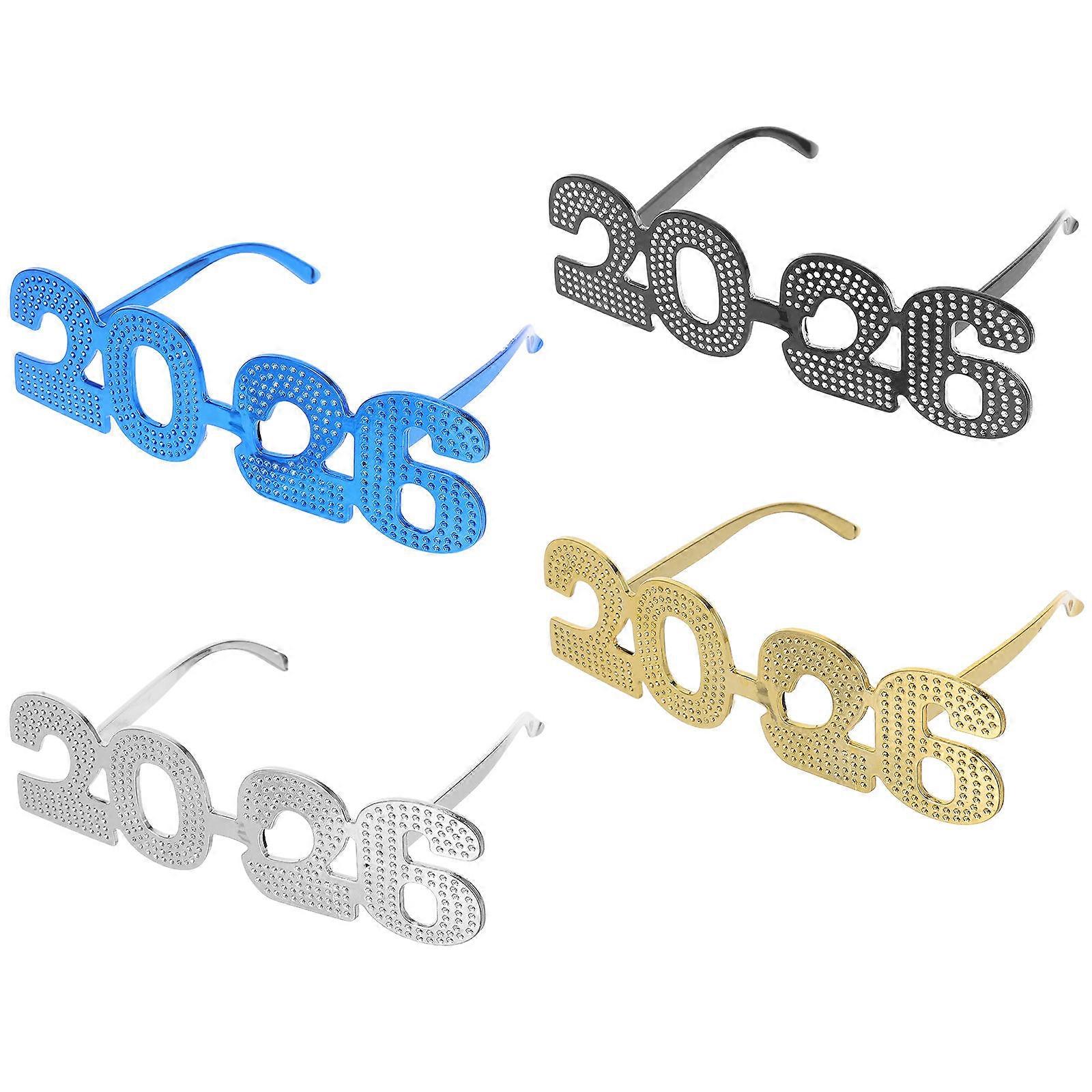 2026 Number Eyeglasses for Party 8Pcs Colorful Glitter Funny Photo Props