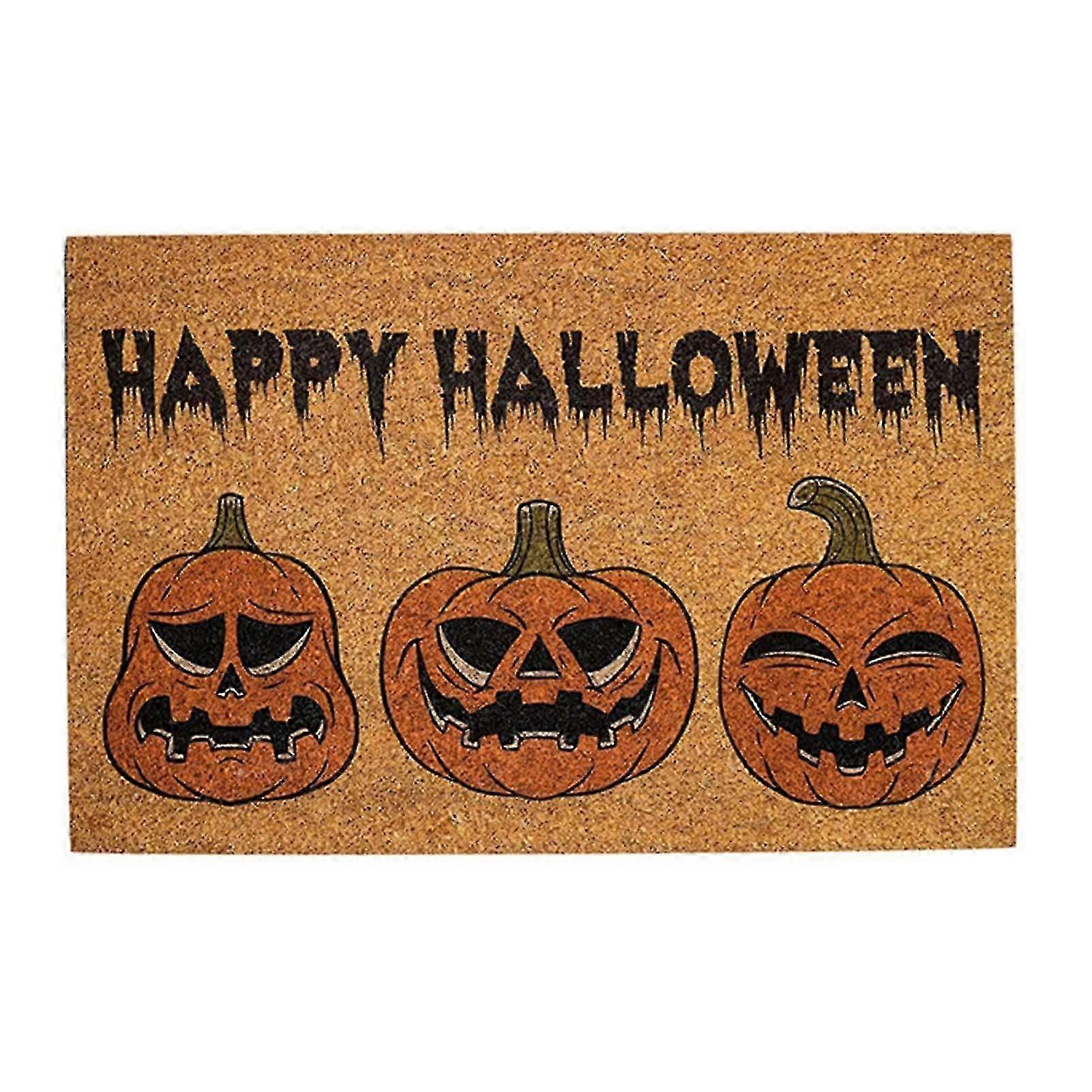 Halloween Pumpkin Welcome Doormat Holiday Mat Polyester Welcome Door Mat For Indoor Outdoor Decoration