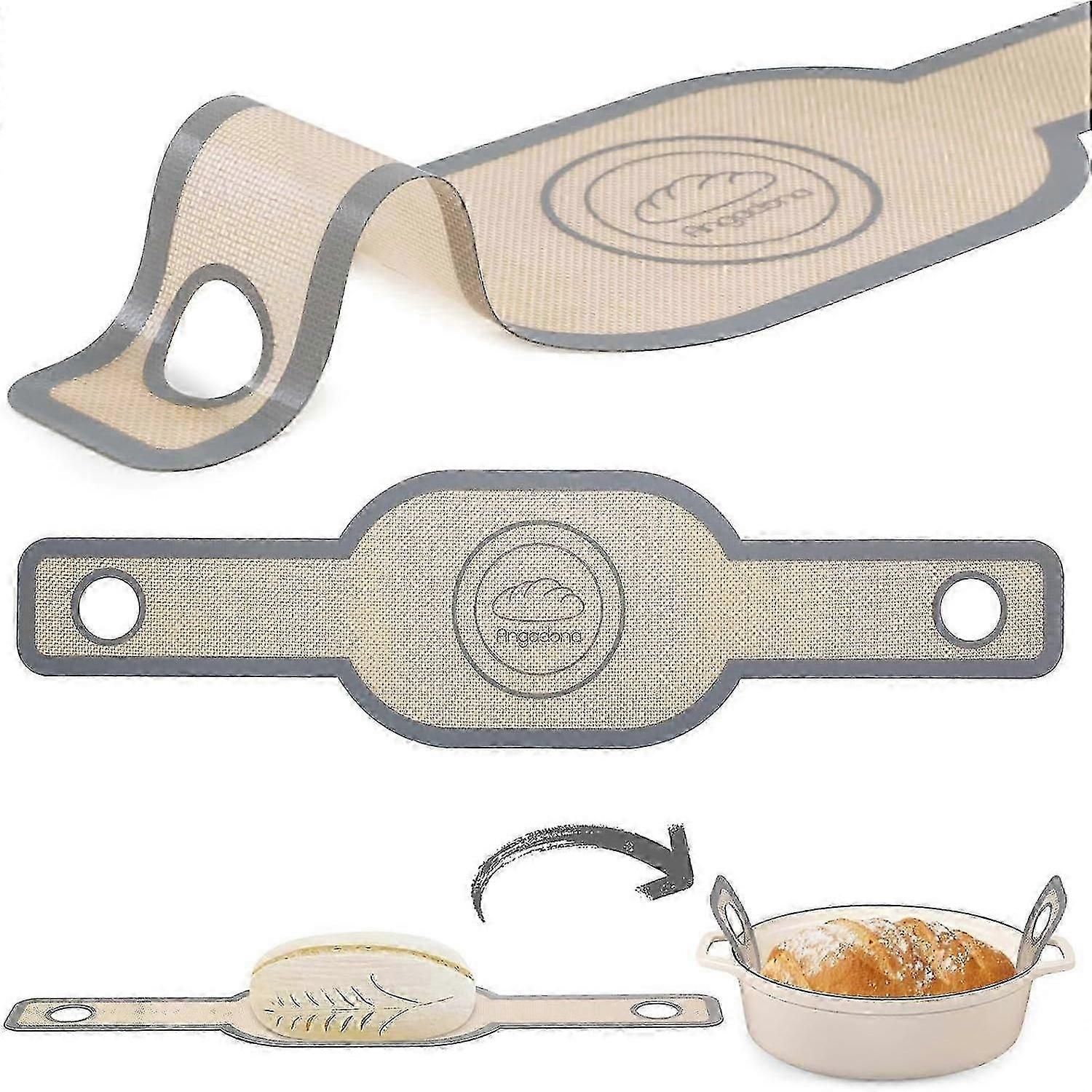 Silicone Bread Sling Oval,Non-Stick & Easy Clean Reusable Oval Silicone Baking Mat for dutch oven With Long Handles Sourdough Bread Baking mat tools s