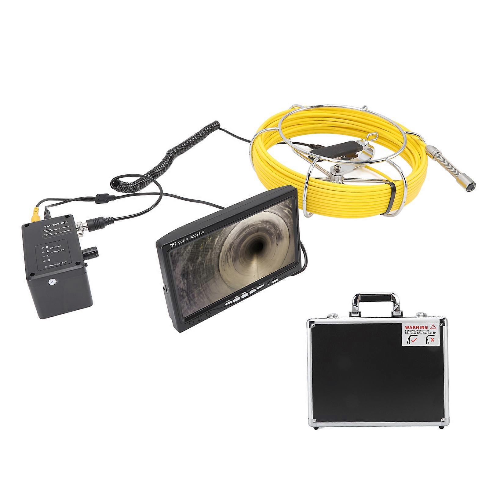 7in Sewer Camera HD with 30m Cable, 6 LED, Lithium Battery