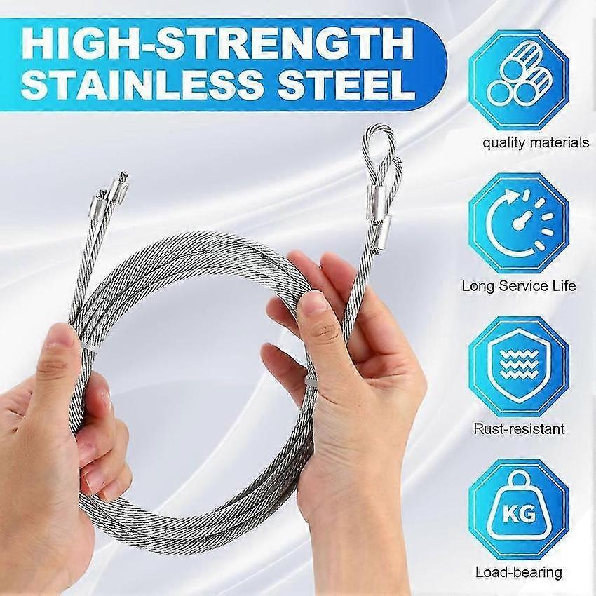 Câble En Acier De Rechange Pour Porte De Garage - Longueur 6 M, Diamètre 3 Mm | Réglage Hauteur, Durable Et Résistant