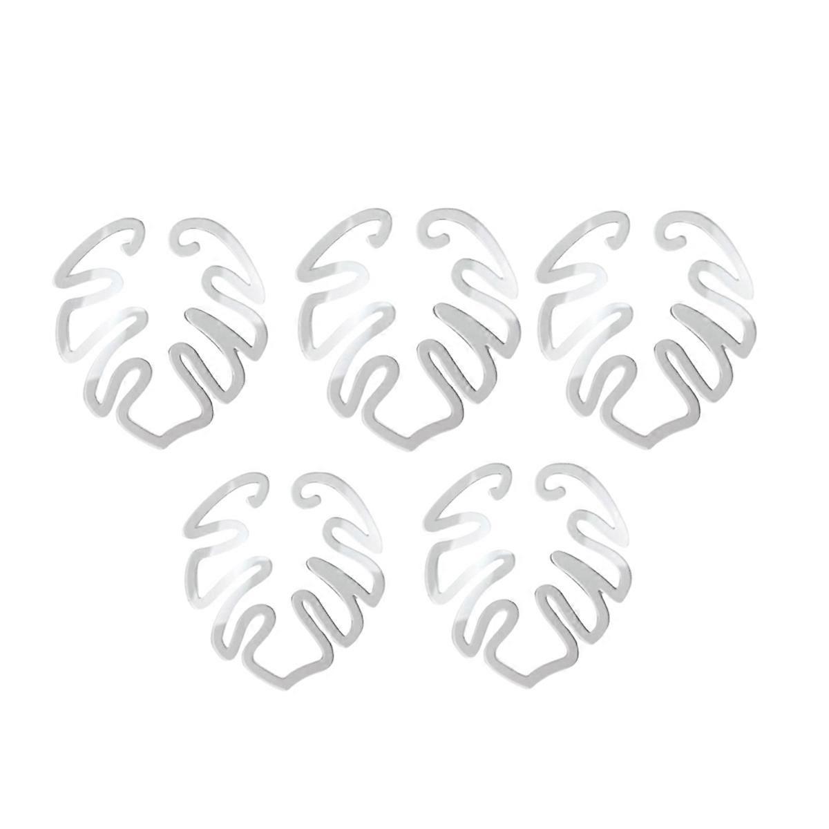 Flower-Shaped Green Plant Leaf Holder Turtle Shell Bamboo 5pcs A